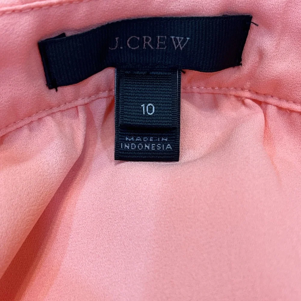 J Crew peach ruffle detail sleeveless blouse crisscross back relaxed fit sz 10